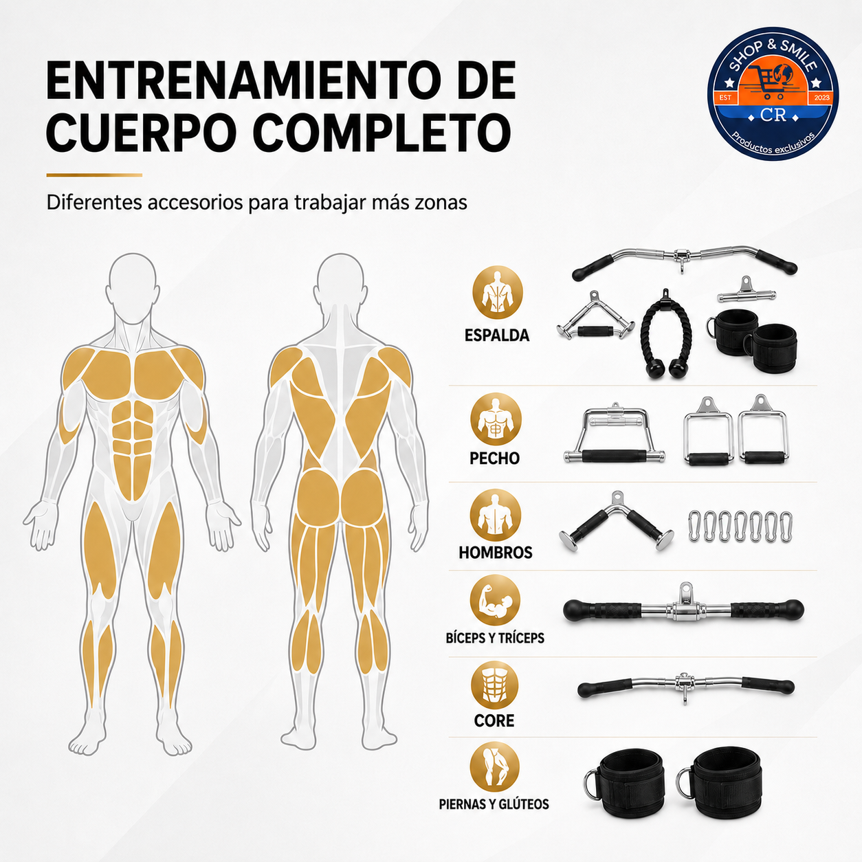 Set de 17 accesorios para máquina de cables