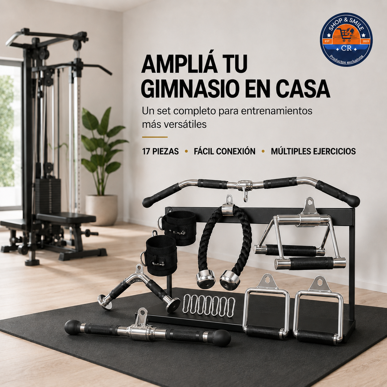 Set de 17 accesorios para máquina de cables