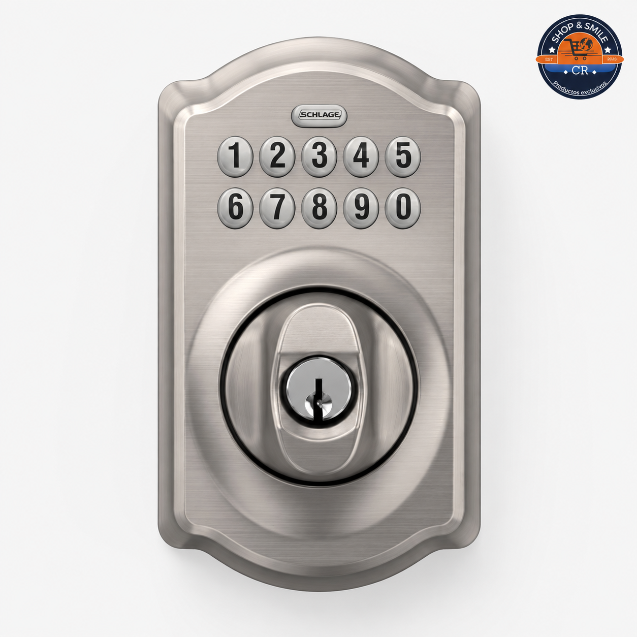 Cerradura Electrónica Schlage Keypad deadbolt Camelot  – Níquel Satinado