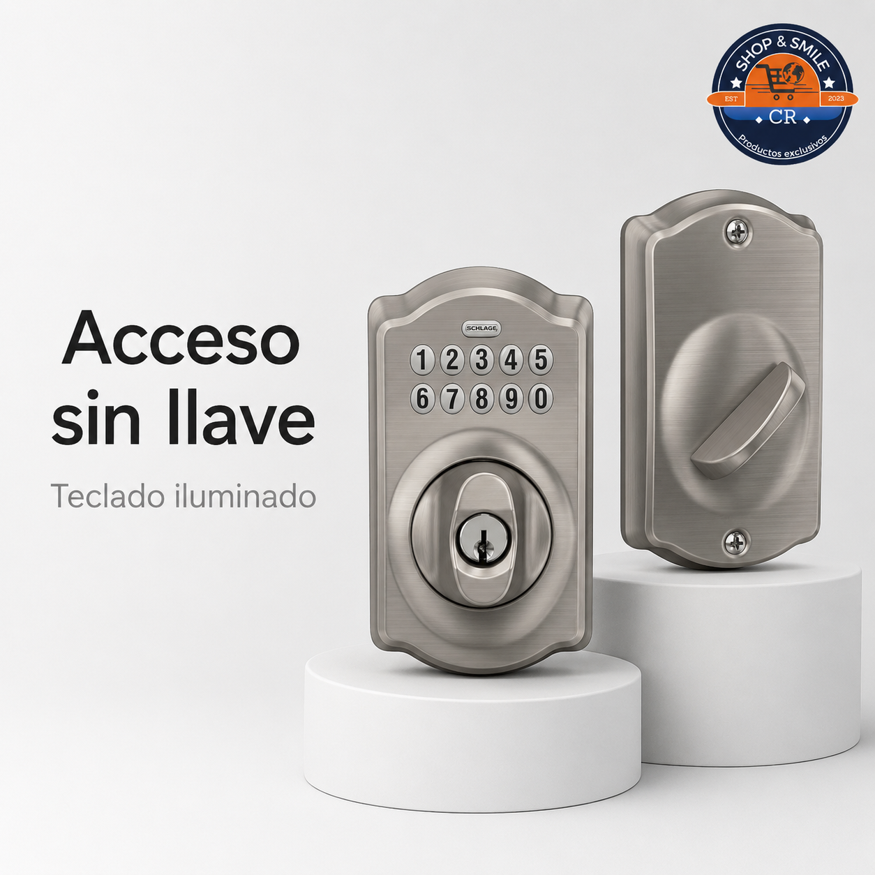 Cerradura Electrónica Schlage Keypad deadbolt Camelot  – Níquel Satinado