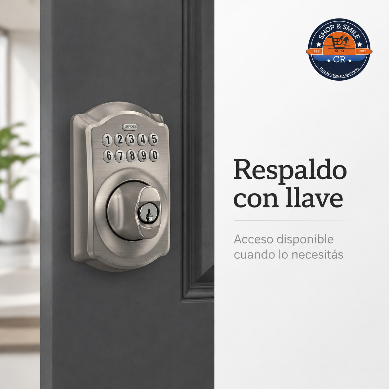 Cerradura Electrónica Schlage Keypad deadbolt Camelot  – Níquel Satinado