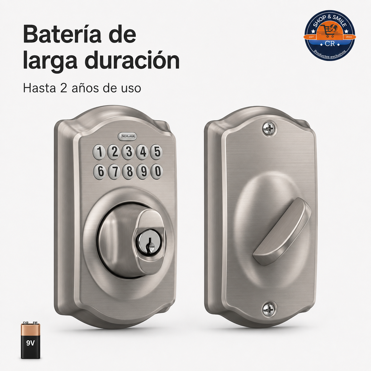 Cerradura Electrónica Schlage Keypad deadbolt Camelot  – Níquel Satinado