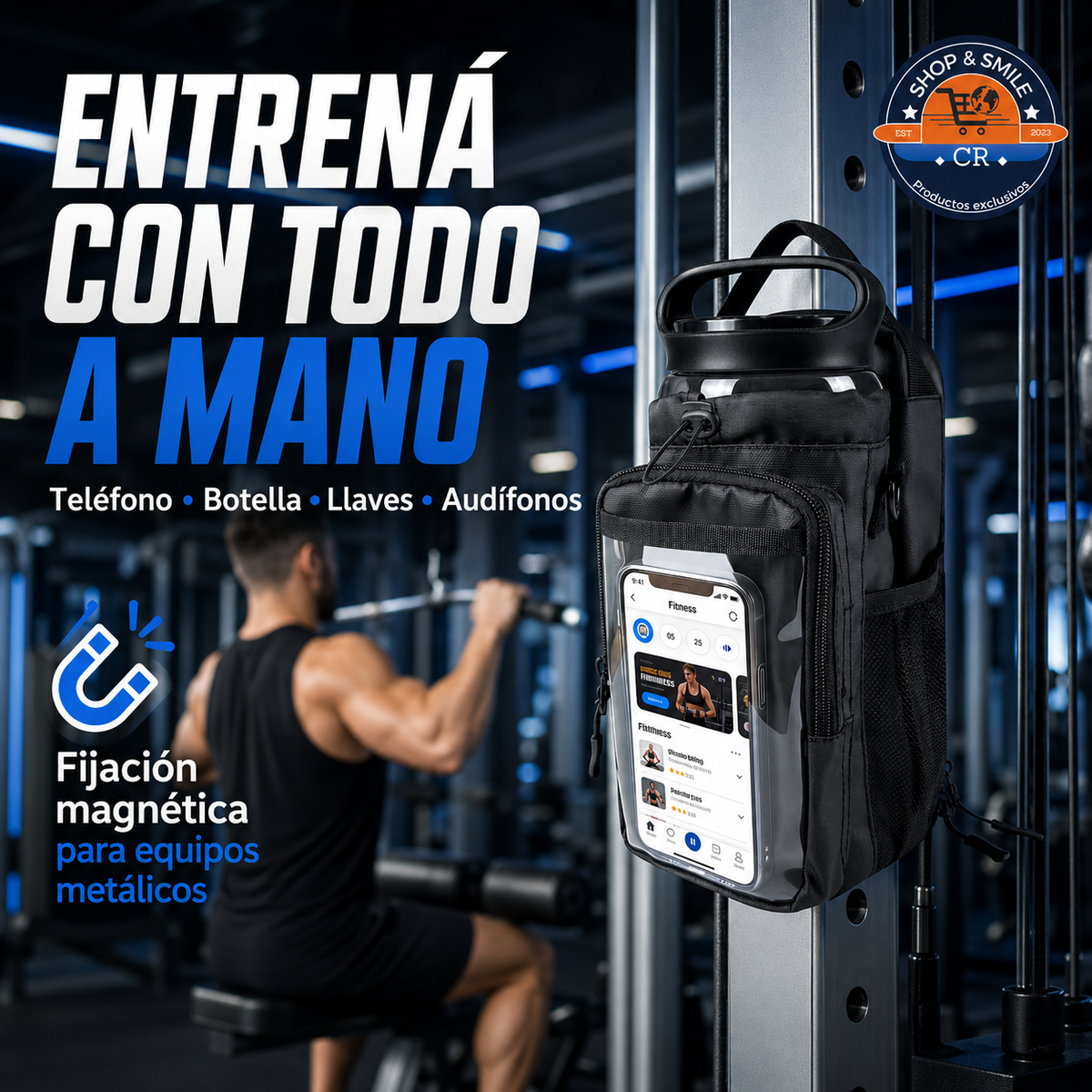 Bolsa Magnética para Gimnasio JACZZO con Bolsillo Táctil