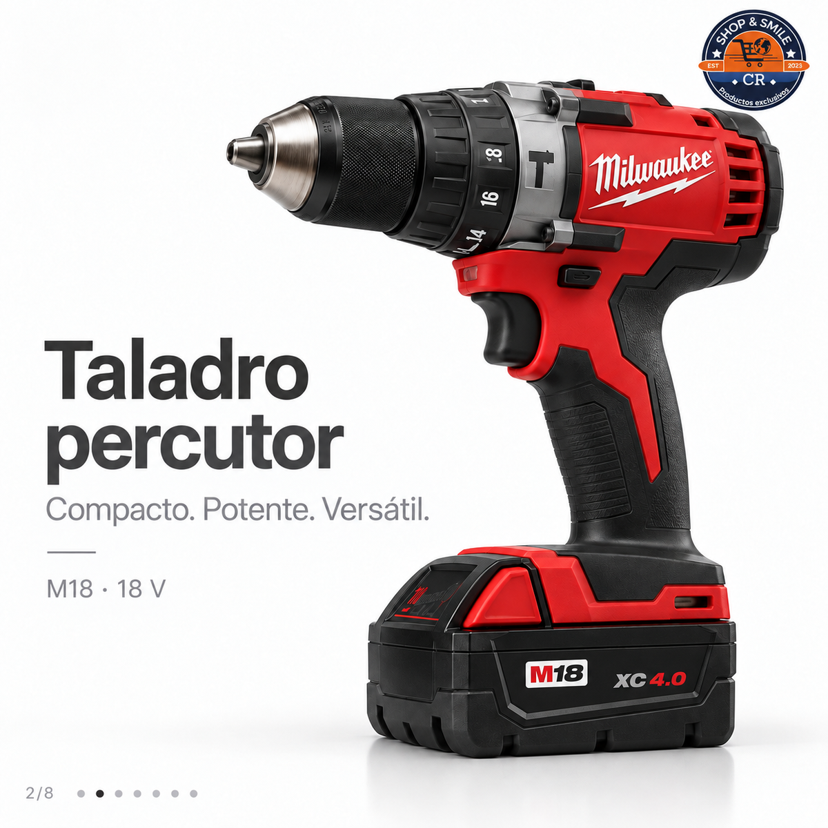Taladro percutor compacto Milwaukee M18 Brushless de media pulgada con batería XC4.0. , Costa Rica