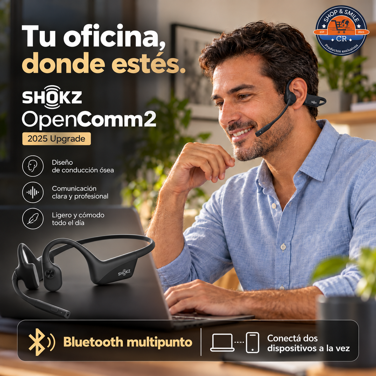 Audífonos Shokz OpenComm2 2025 con micrófono