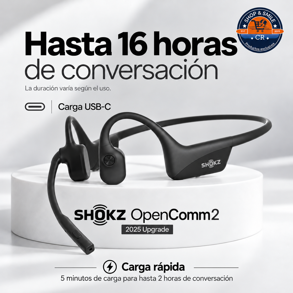 Audífonos Shokz OpenComm2 2025 con micrófono