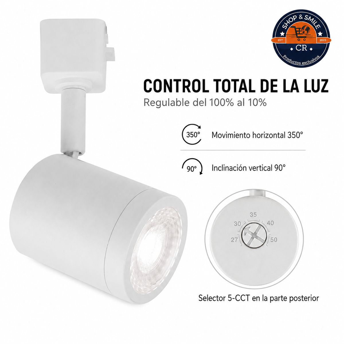 Cabezal LED WAC Lighting Charge 8010 con 865 lúmenes, CRI 90 e iluminación eficiente