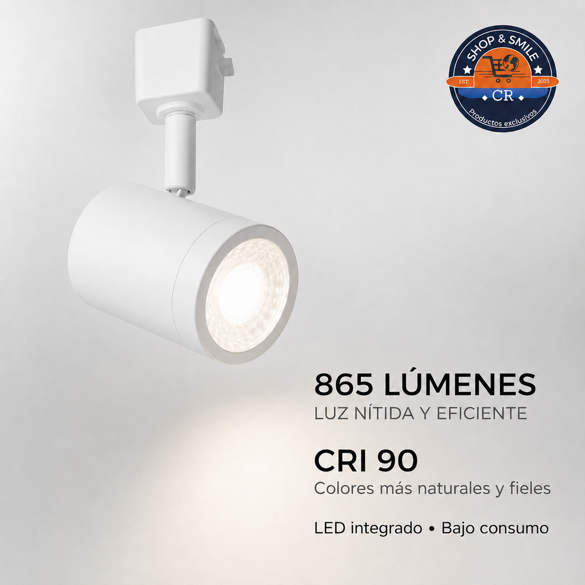 Cabezal ajustable WAC Lighting Charge 8010 de 9 W en color blanco para riel tipo H