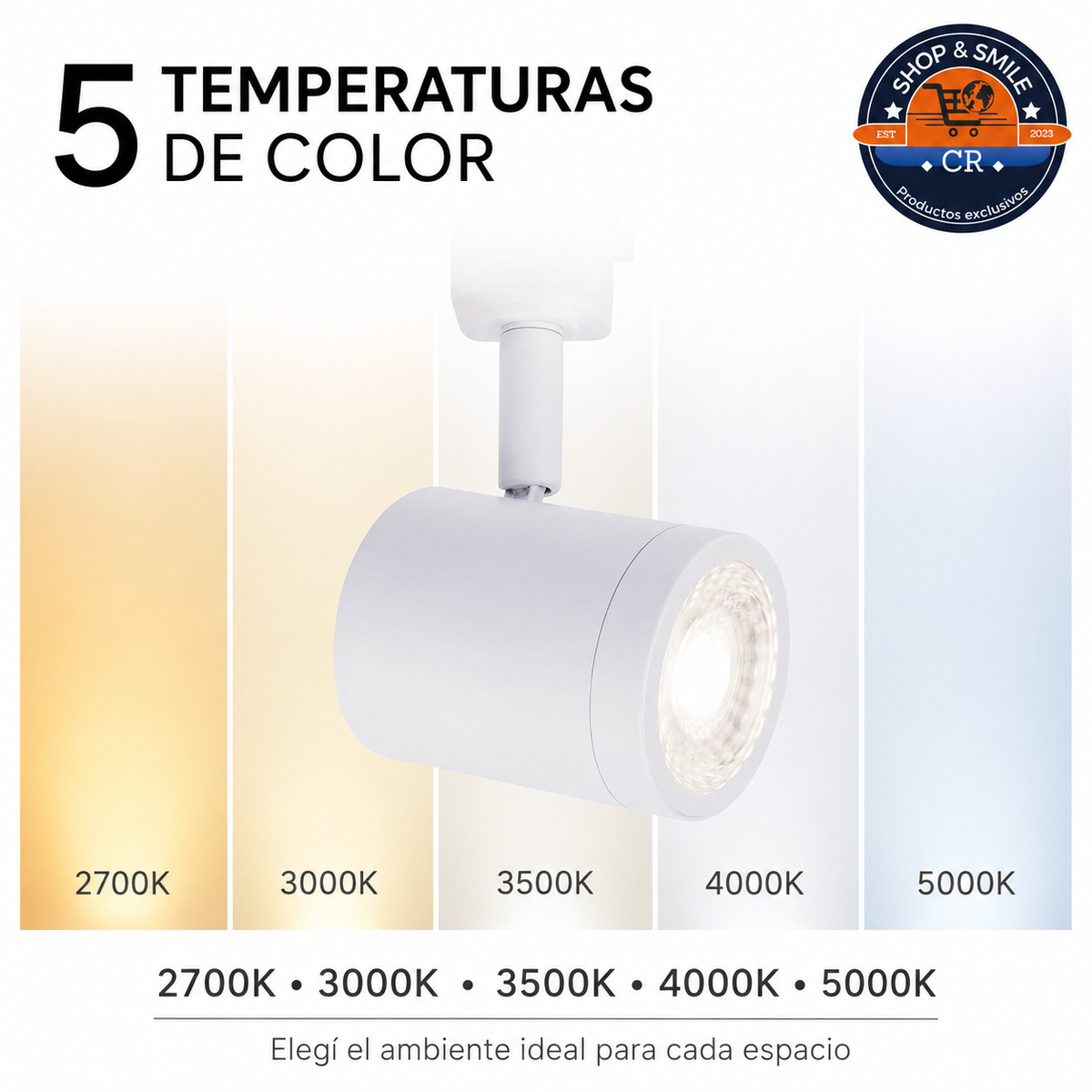 Cabezal LED blanco WAC Lighting Charge 8010 compatible con riel de tres cables estilo H