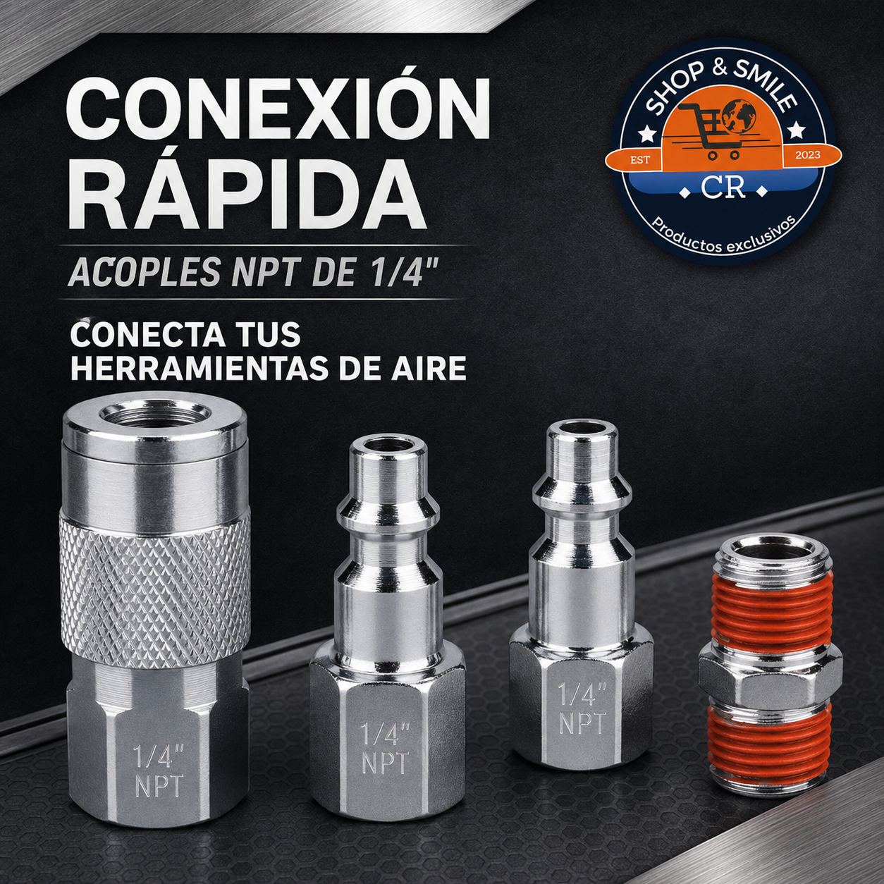 Acoples y conectores rápidos NPT de un cuarto de pulgada incluidos en el kit WYNNsky
