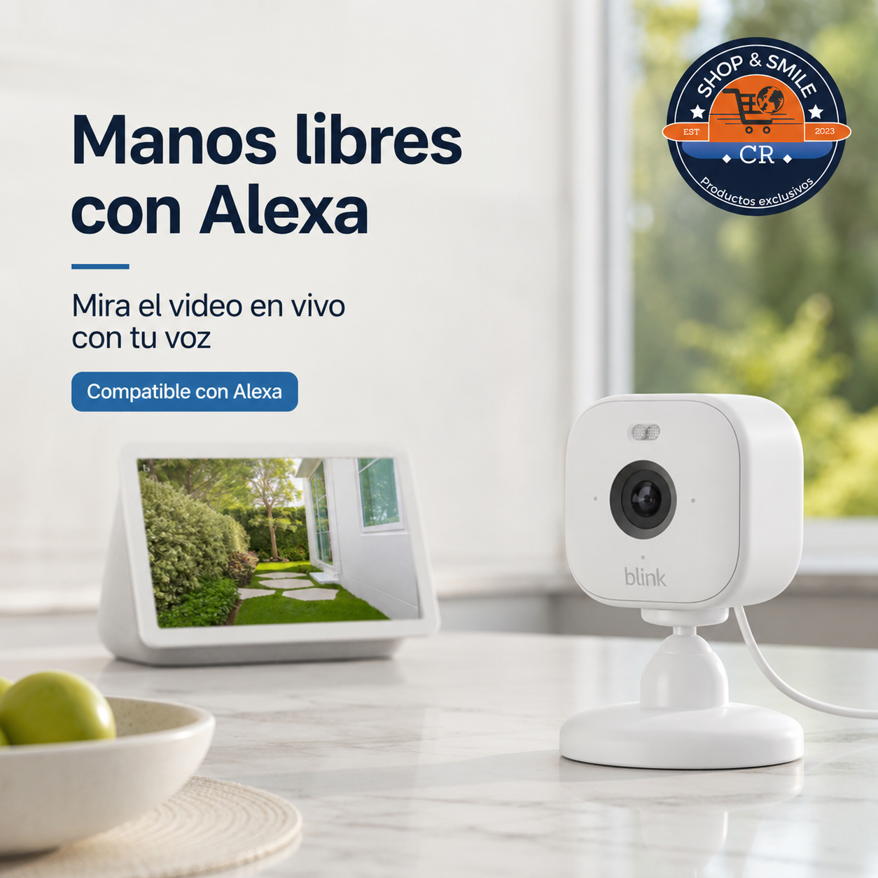 Blink Mini 2 con video HD 1080p, detección de movimiento, audio bidireccional, visión nocturna a color y Alexa