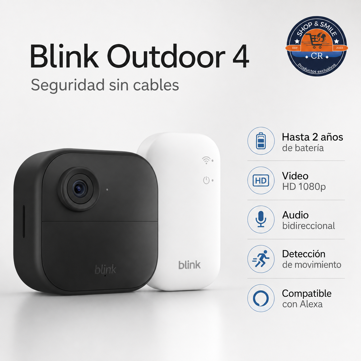 Paquetes Blink Outdoor 4 de una, tres, cuatro y cinco cámaras con Sync Module incluido y precios. costa rica