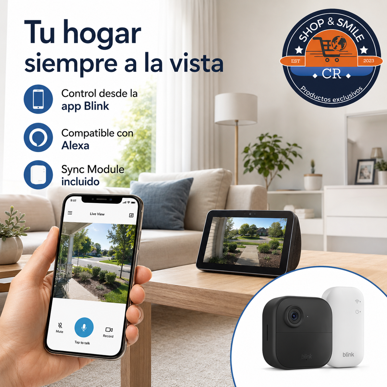 Cámara Blink Outdoor 4 con audio bidireccional y alertas de movimiento desde el teléfono
