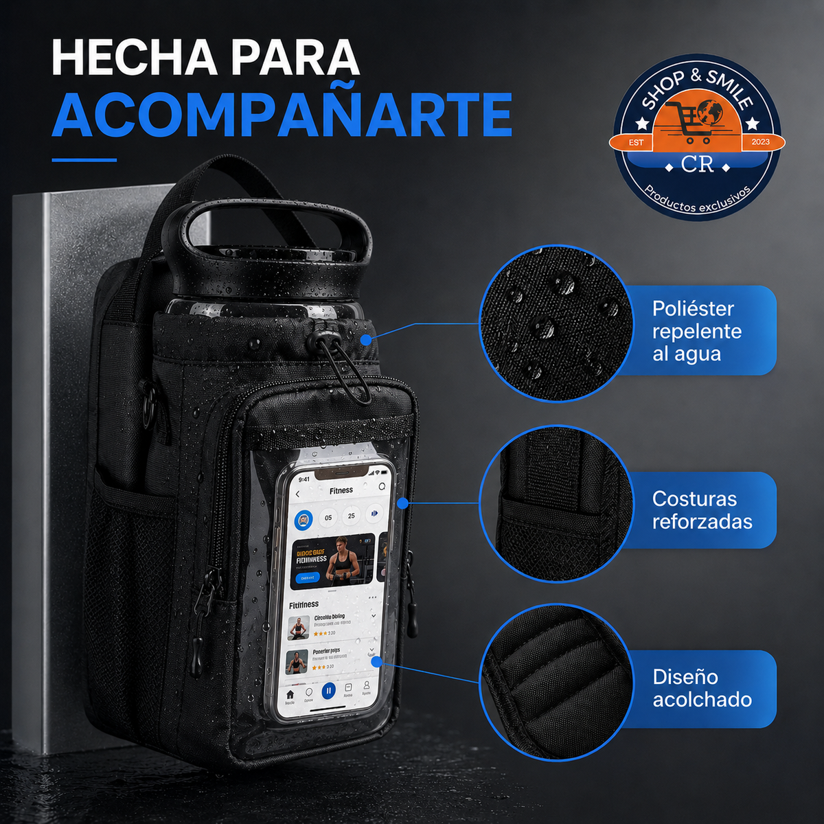 Bolsa JACZZO de poliéster repelente al agua con costuras reforzadas y diseño acolchado