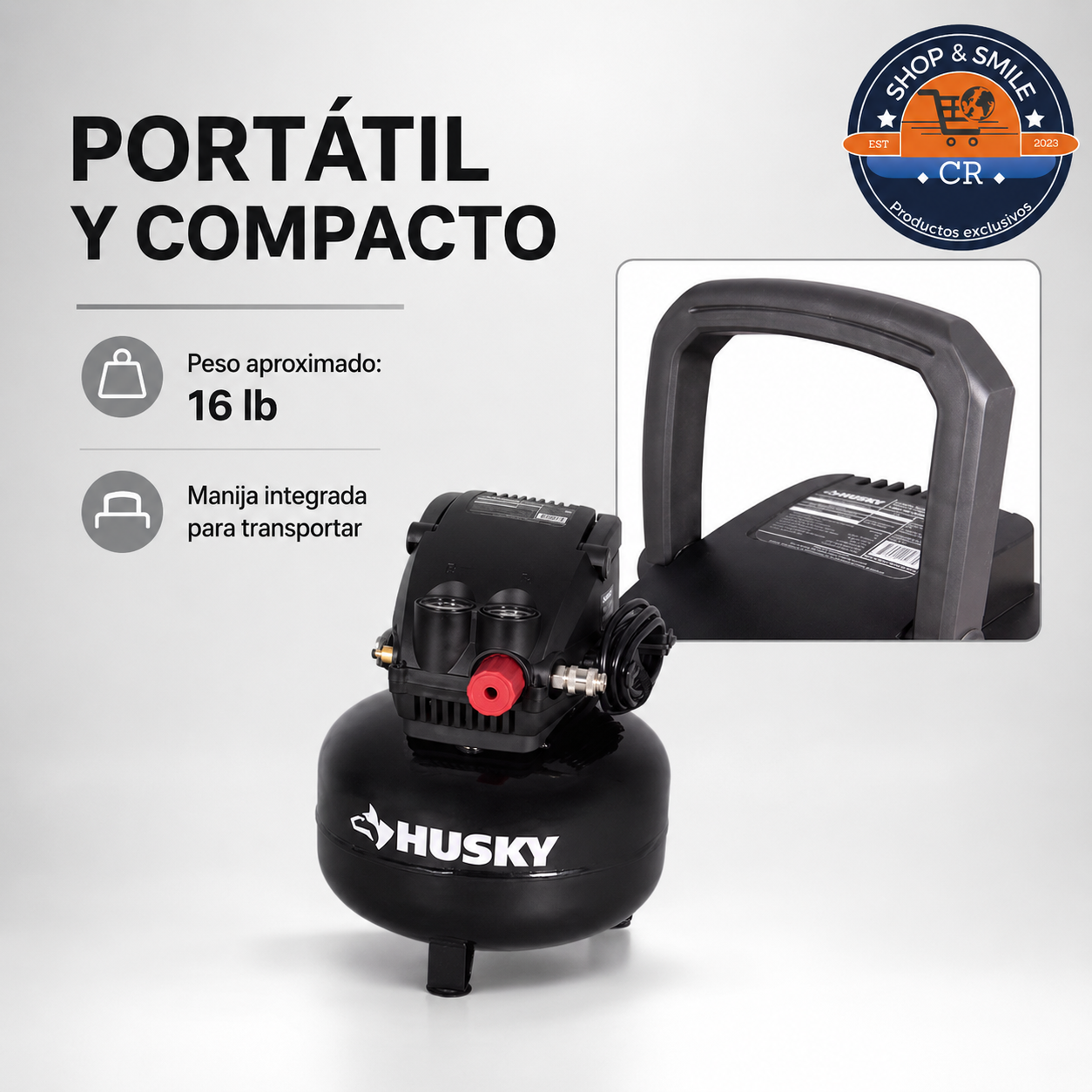 Acople rápido universal del compresor Husky para conectar fácilmente la manguera de aire