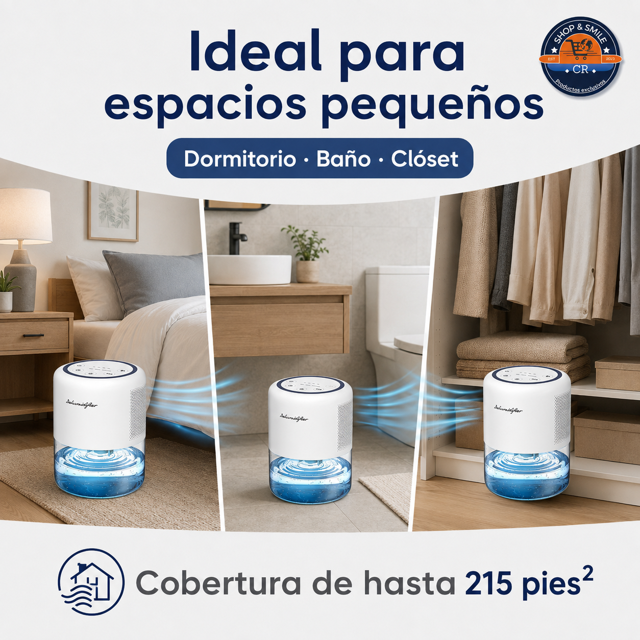 Deshumidificador portátil para dormitorio baño y clóset