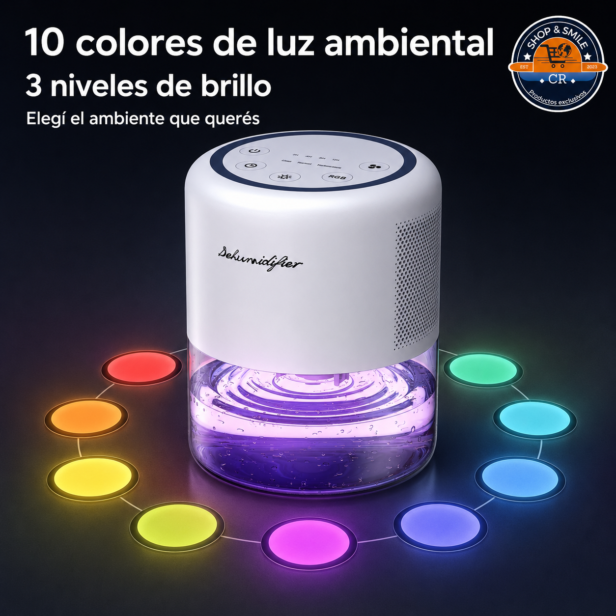 Deshumidificador Windangel con diez colores de luz ambiental