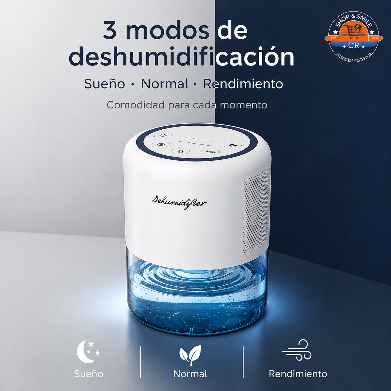 Deshumidificador Windangel con modos Sueño Normal y Rendimiento