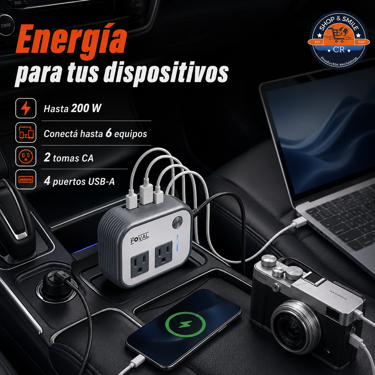 Inversor FOVAL con ventilador de refrigeración y protecciones contra sobrecarga, cortocircuito y bajo voltaje