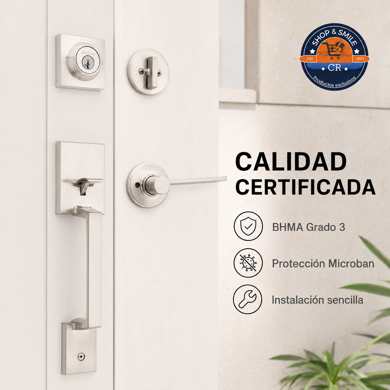 Cerradura Kwikset Amador con certificación BHMA Grado 3, protección Microban e instalación sencilla