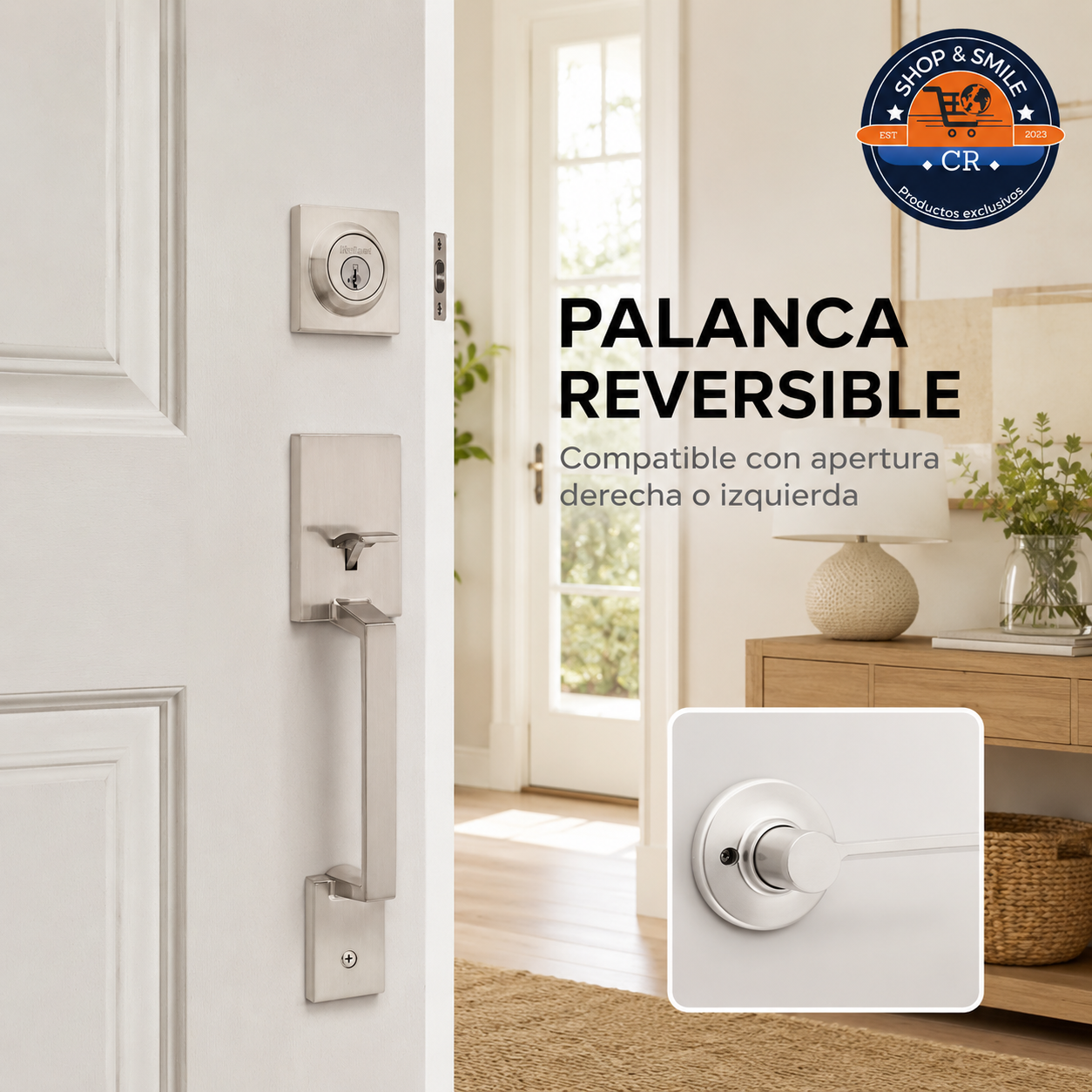 Kwikset Amador con palanca interior Ladera reversible para puertas de apertura derecha o izquierda