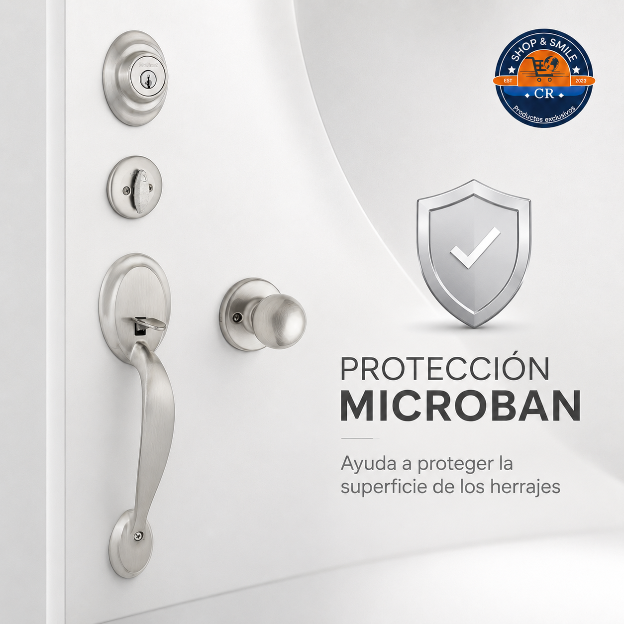 Kwikset Dakota en níquel satinado con protección Microban para la superficie de los herrajes. Costa Rica