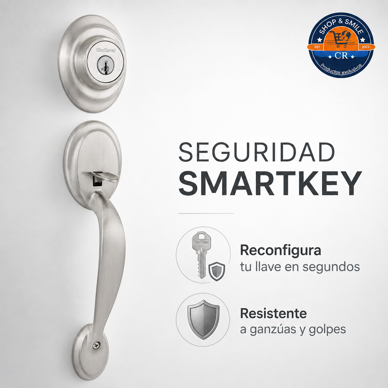 Kwikset Dakota con tecnología SmartKey para reconfigurar la llave y brindar protección contra ganzúas y golpes.