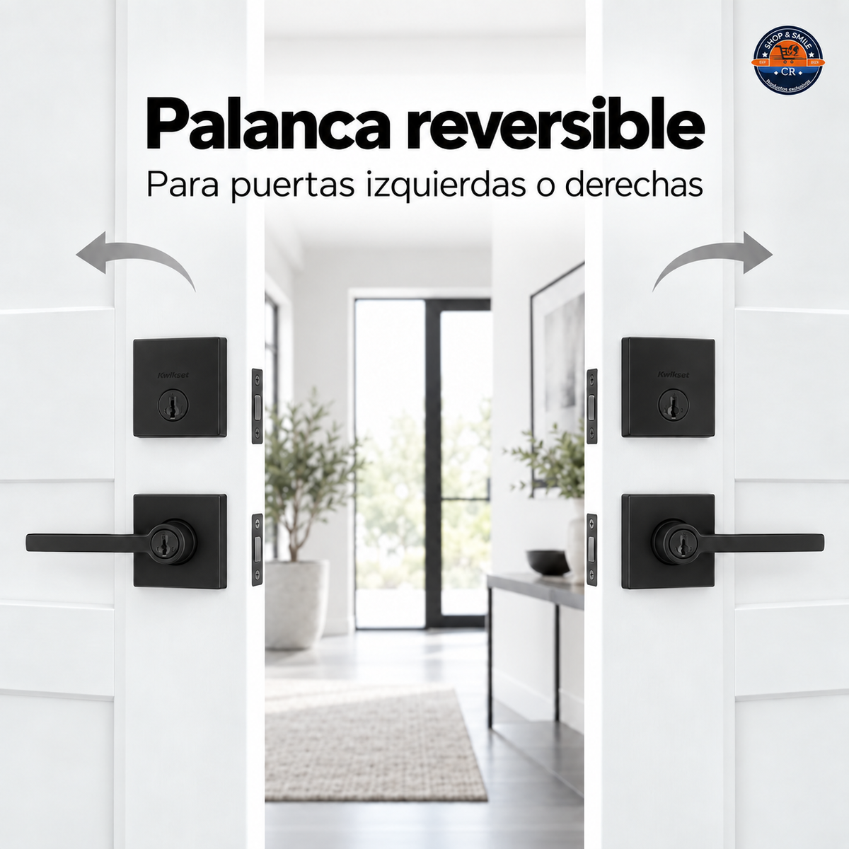 Palanca Kwikset Halifax reversible para puertas izquierdas o derechas