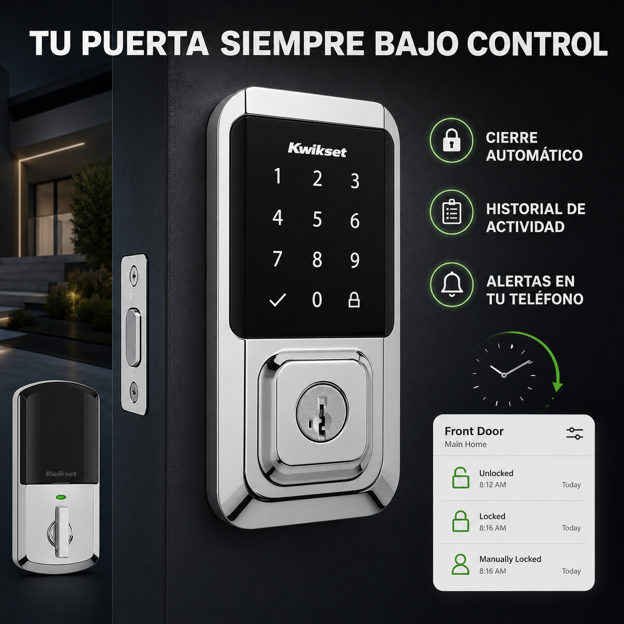 Kwikset HALO con cierre automático, historial de actividad y alertas en el teléfono