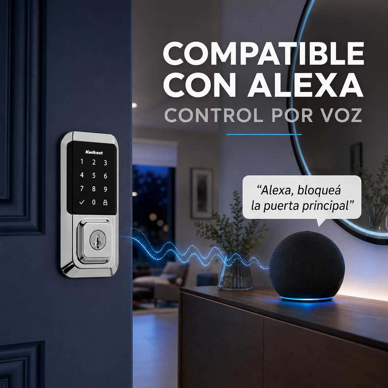 Cerradura Kwikset HALO Touchscreen compatible con Amazon Alexa y control por voz