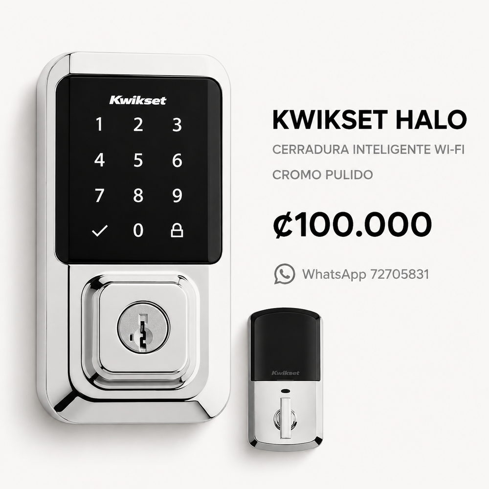 Cerradura inteligente Kwikset HALO Touchscreen Wi-Fi en cromo pulido con precio de ₡100.000 Costa Rica
