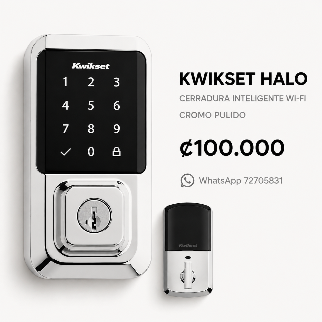 Cerradura inteligente Kwikset HALO Touchscreen Wi-Fi en cromo pulido con precio de ₡100.000 Costa Rica