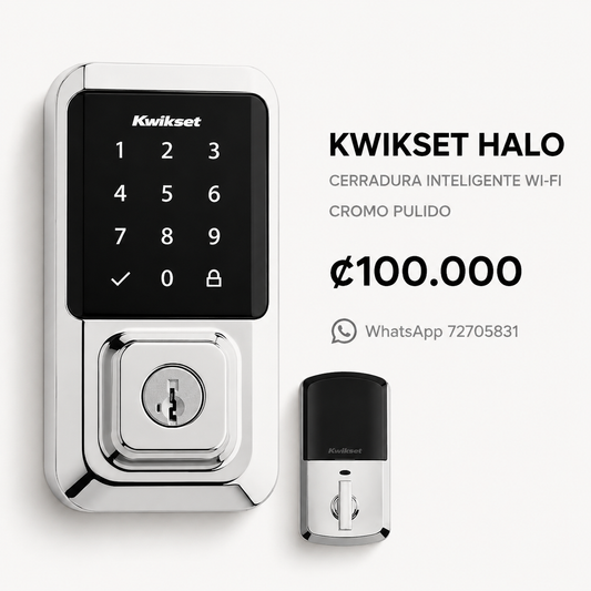 Cerradura inteligente Kwikset HALO Touchscreen Wi-Fi en cromo pulido con precio de ₡100.000 Costa Rica