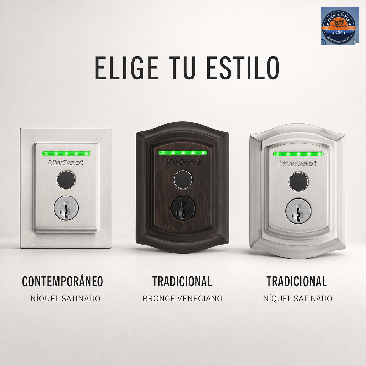 Kwikset HALO Touch en diseño contemporáneo y tradicional con acabados níquel satinado y bronce veneciano