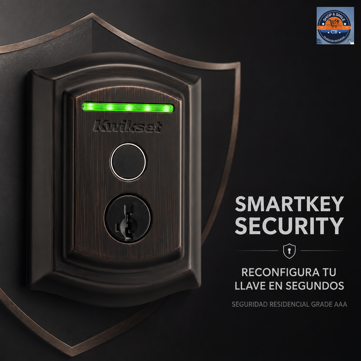 Kwikset HALO Touch en bronce veneciano con tecnología SmartKey Security y clasificación residencial Grade AAA