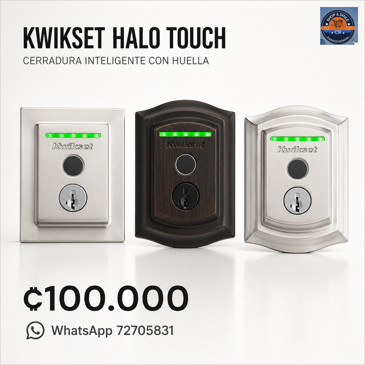 modelos.png
Cerraduras inteligentes Kwikset HALO Touch con huella digital en tres diseños disponibles por ₡100.000 Costa Rica