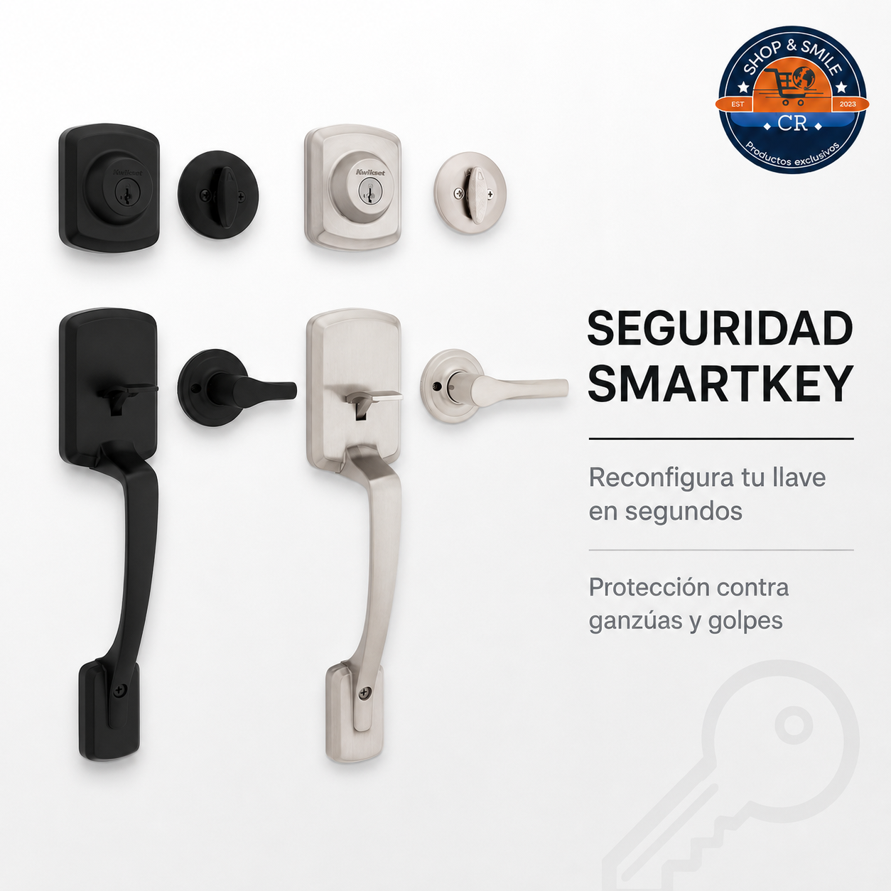 Juego de manijas Kwikset Henley con tecnología SmartKey resistente a ganzúas y golpes