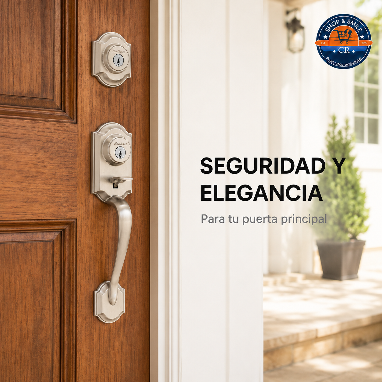 Kwikset Montara con cerrojo superior y manillón con cerradura para mayor protección