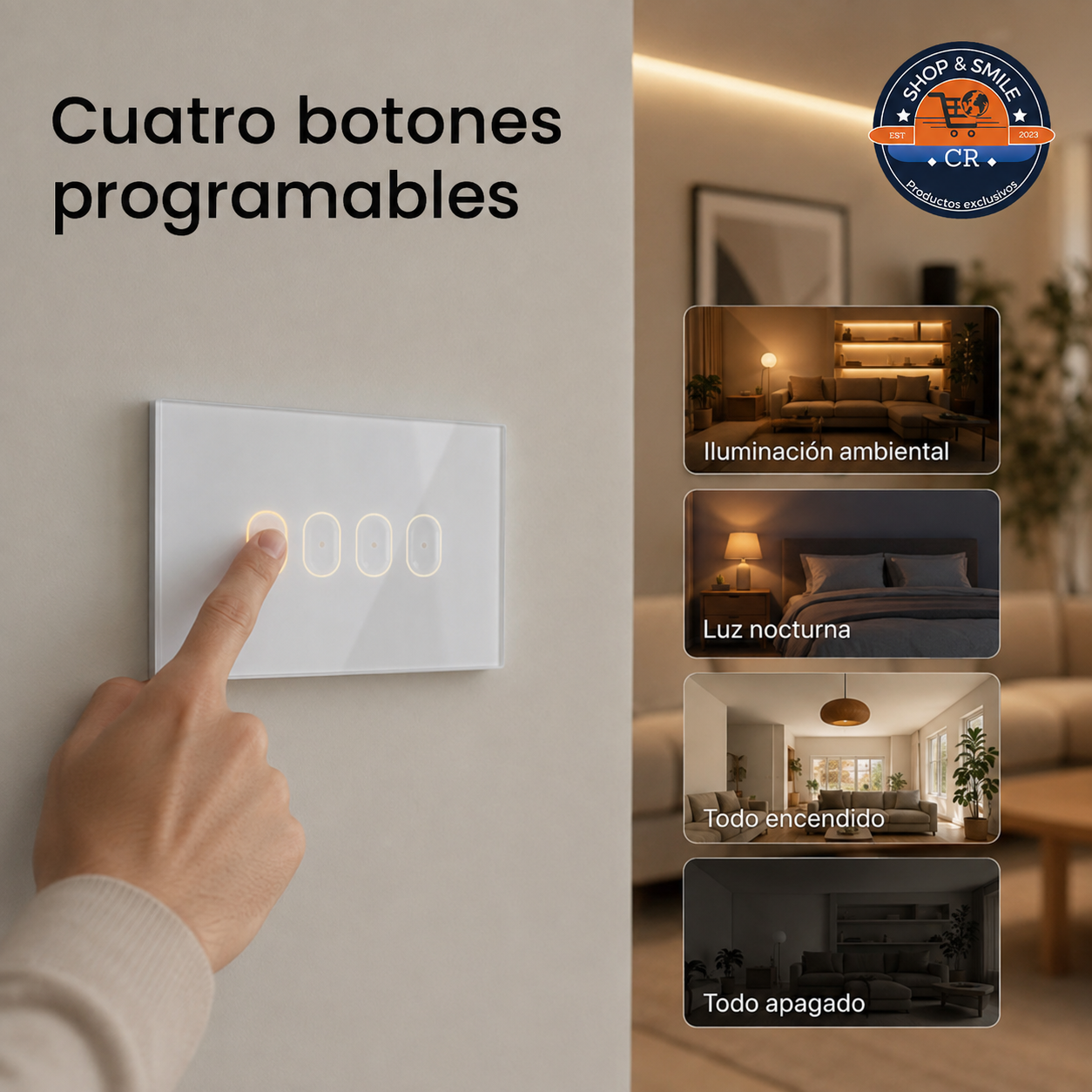 Interruptor LIFX con cuatro botones programables para controlar diferentes ambientes de iluminación