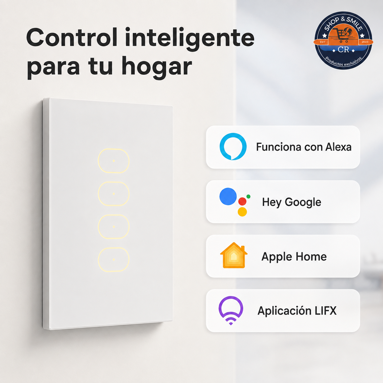 Interruptor LIFX compatible con Alexa, Google Home, Apple Home y la aplicación LIFX
