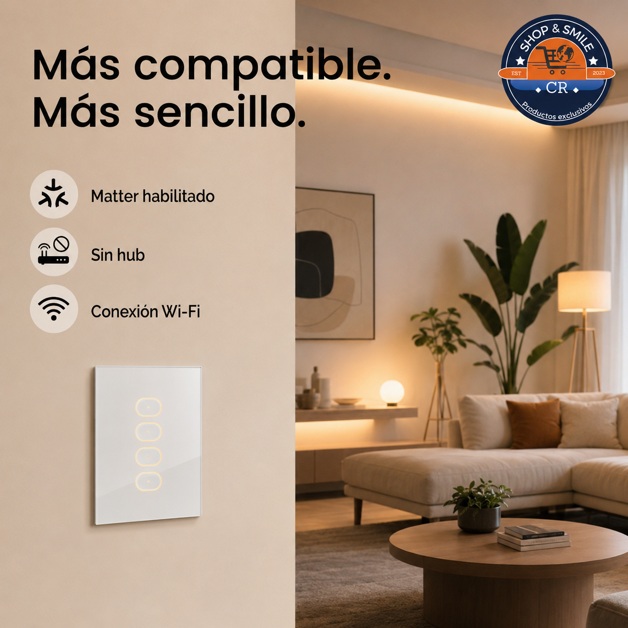 Interruptor inteligente LIFX con Matter, conexión WiFi y funcionamiento sin hub