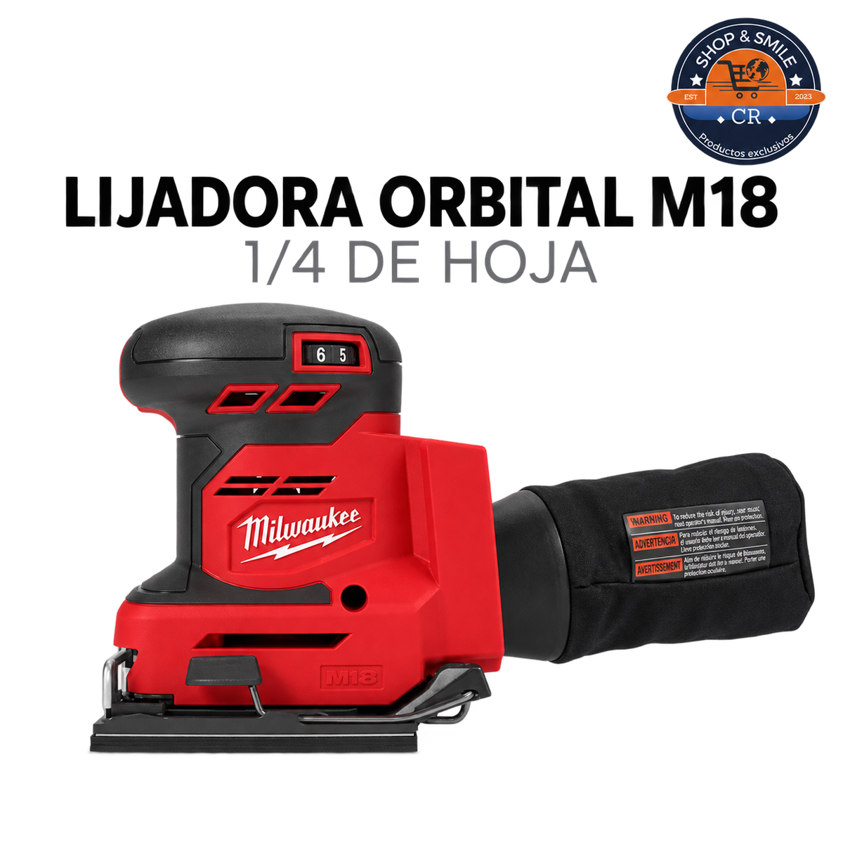Lijadora orbital Milwaukee M18 de 1/4 de hoja modelo 2649-20