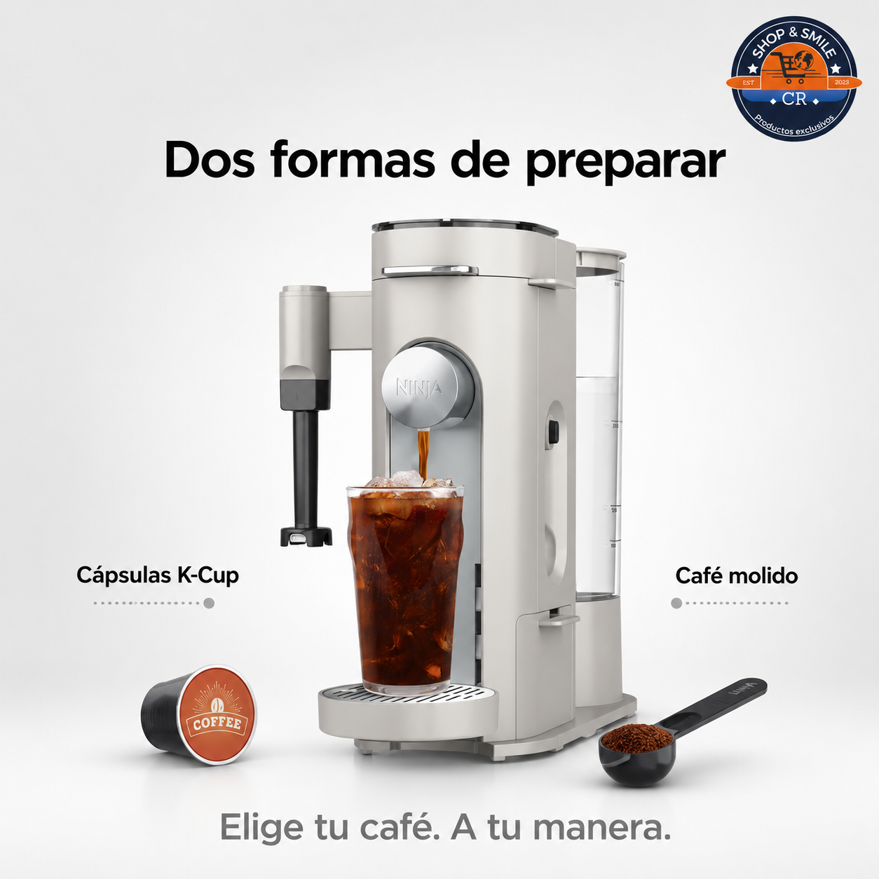 Cafetera Ninja compatible con capsulas K Cup y cafe molido