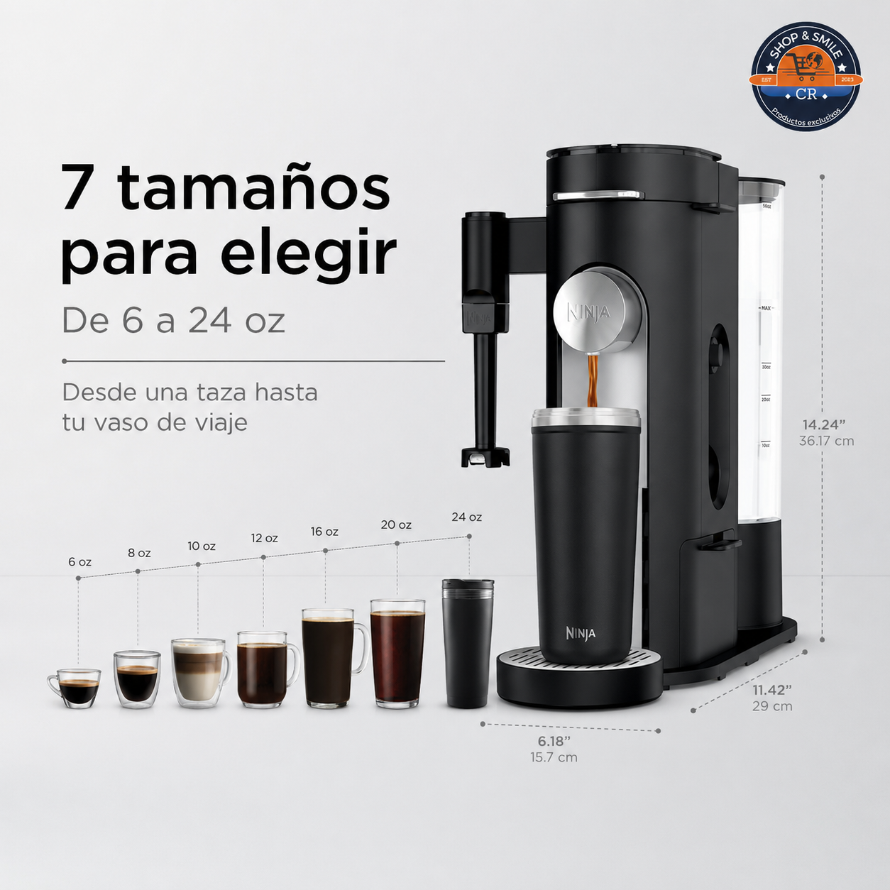  Cafetera Ninja con siete tamanos de preparacion desde 6 hasta 24 onzas