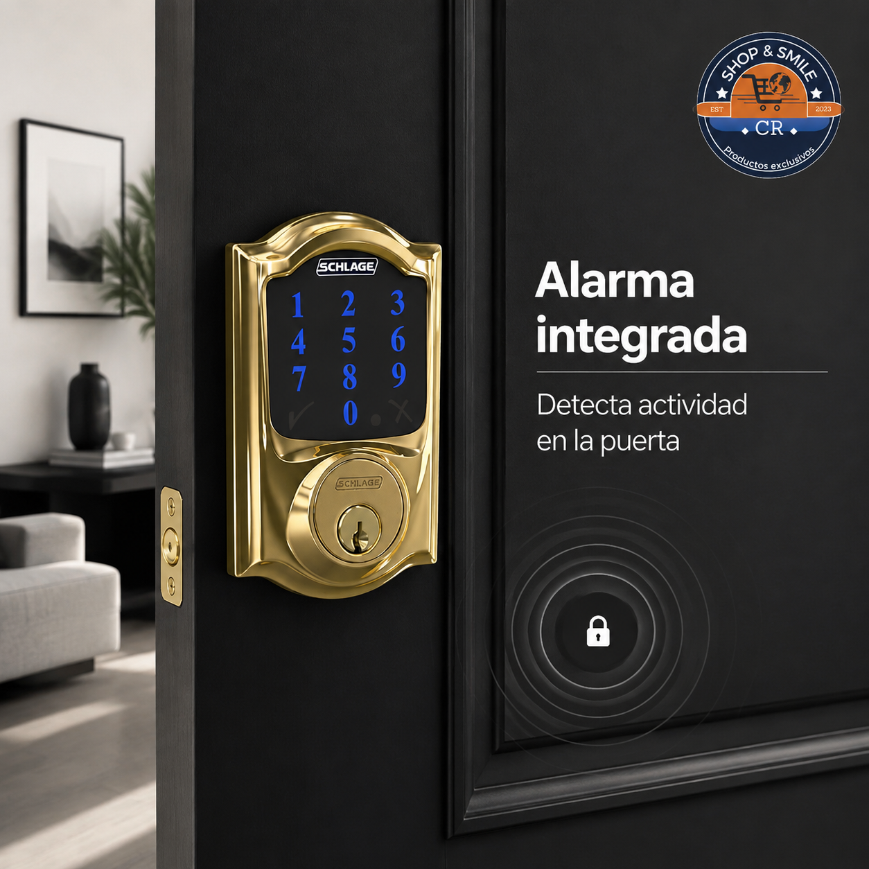 Cerradura Inteligente Schlage Connect Camelot Z-Wave Plus – Latón Brillante