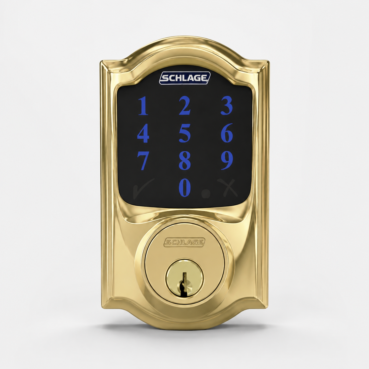 Cerradura Inteligente Schlage Connect Camelot Z-Wave Plus – Latón Brillante