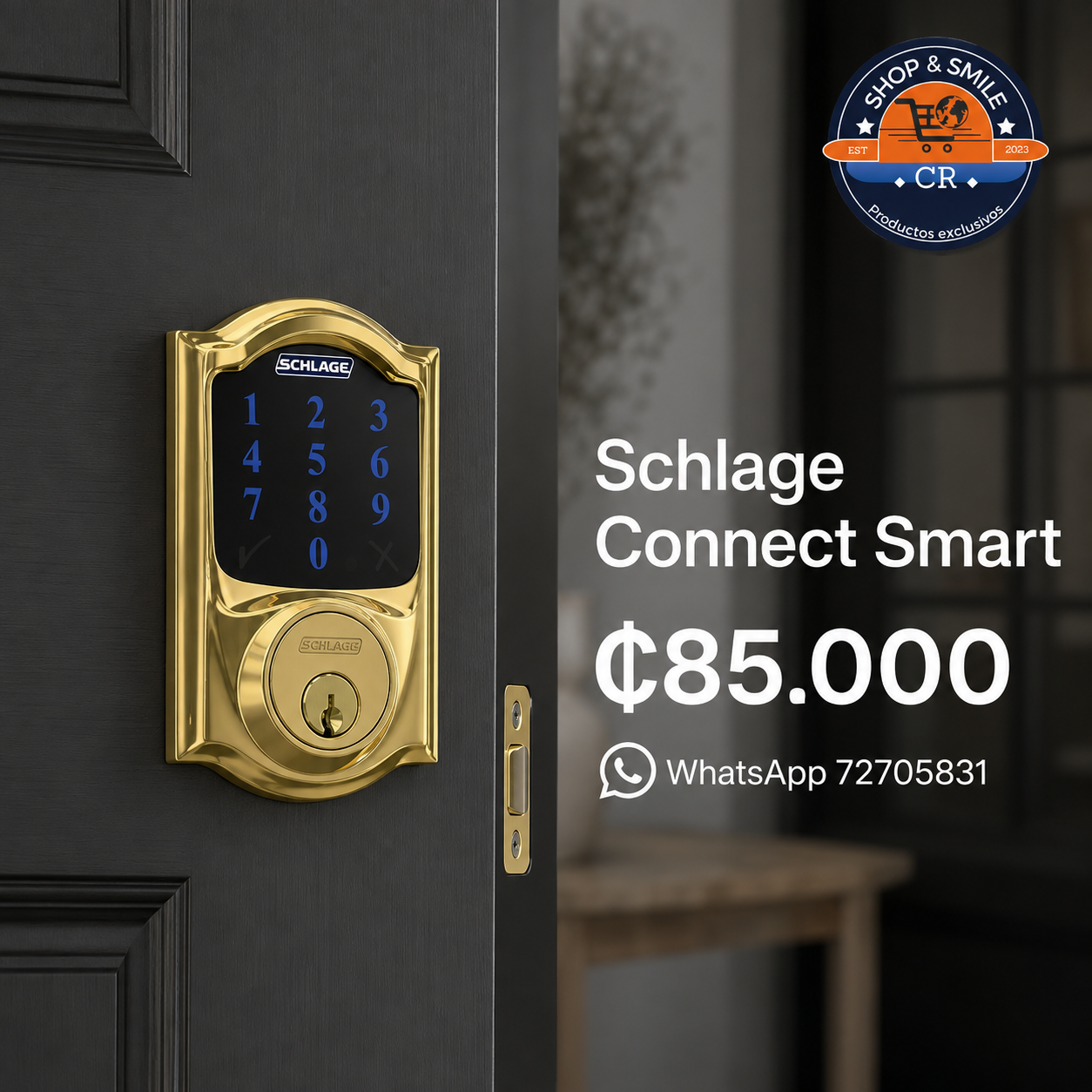 Cerradura Inteligente Schlage Connect Camelot Z-Wave Plus – Latón Brillante