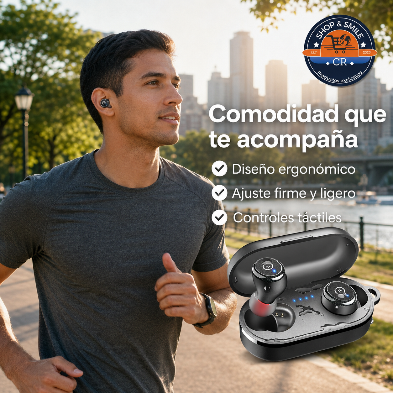 Audífonos inalámbricos TOZO T10 negros con estuche de carga y WhatsApp 72705831