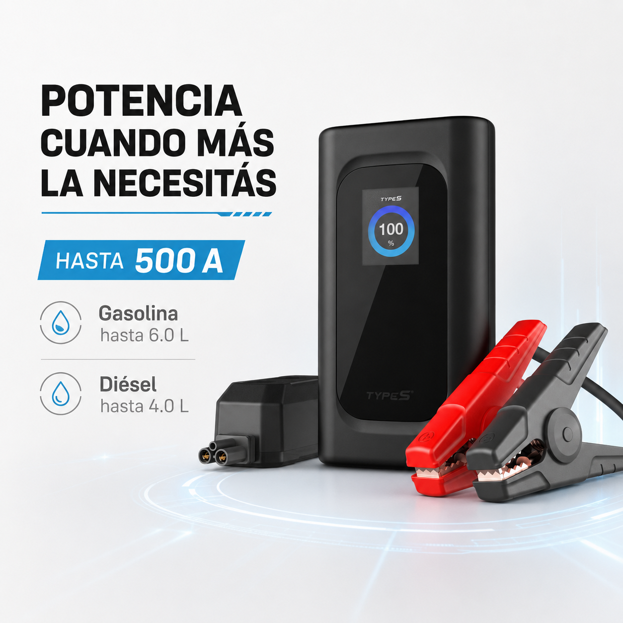 Arrancador TYPE S P10 con potencia de hasta 500 A para motores de gasolina de 6.0 L y diésel de 4.0 L