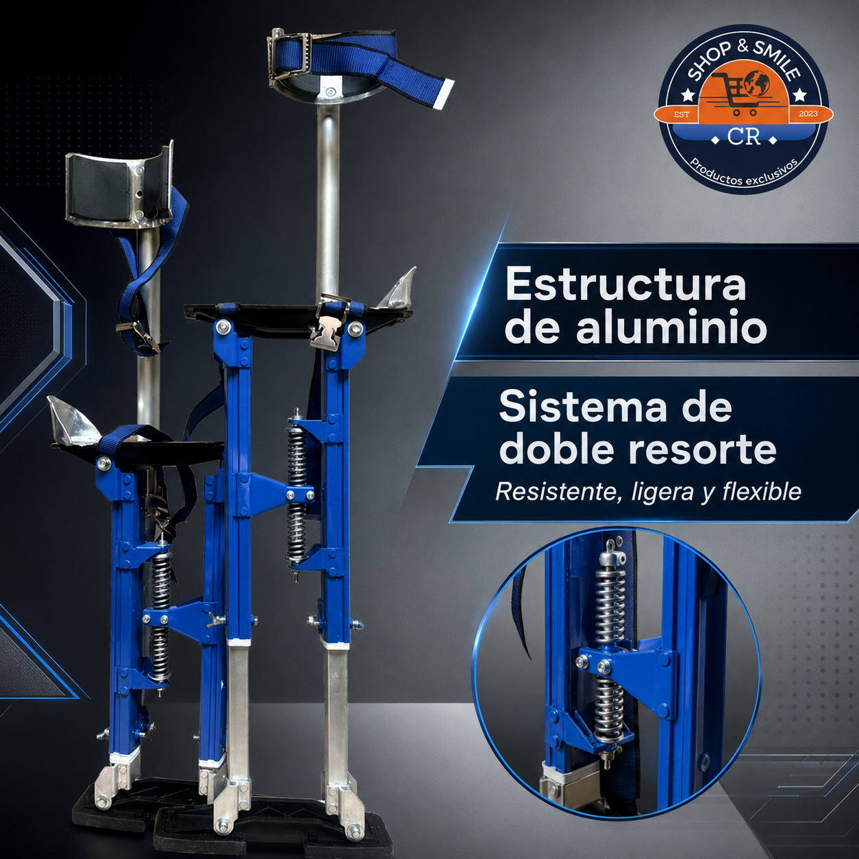 Zancos profesionales con estructura de aluminio y sistema de doble resorte Costa Rica